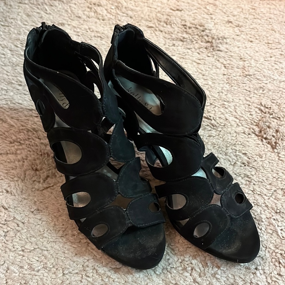 Kelly & Katie Black Open Toe Heels